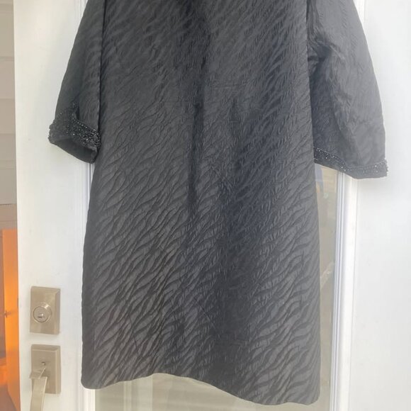 Vtg 1950 black taffeta cape womens opera coat sz Large - Picture 9 of 11